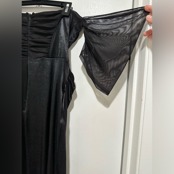 ASOS DESIGN bandeau corset mesh satin midi dress in black - Picture 10 of 11